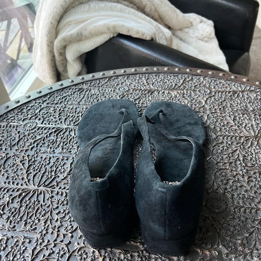 NEW JEFFREY CAMPBELL EMELIE BLACK SUEDE KITTEN HEEL SANDALS 8.5 - Picture 6 of 8
